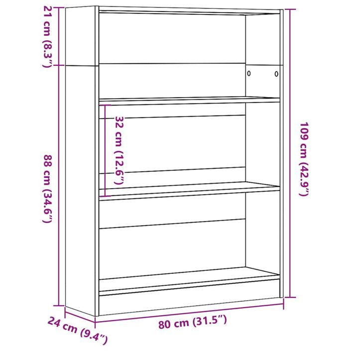 Bibliothèque blanc 80x24x109 cm bois d'ingénierie - Photo n°9