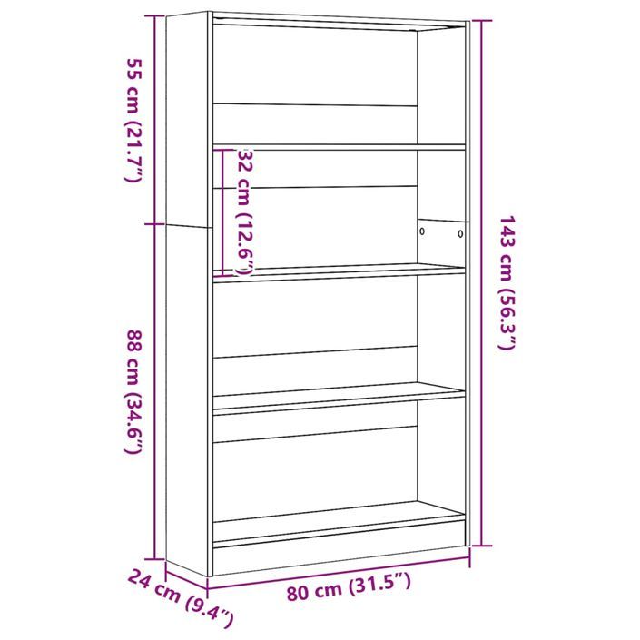 Bibliothèque blanc 80x24x143 cm bois d'ingénierie - Photo n°9