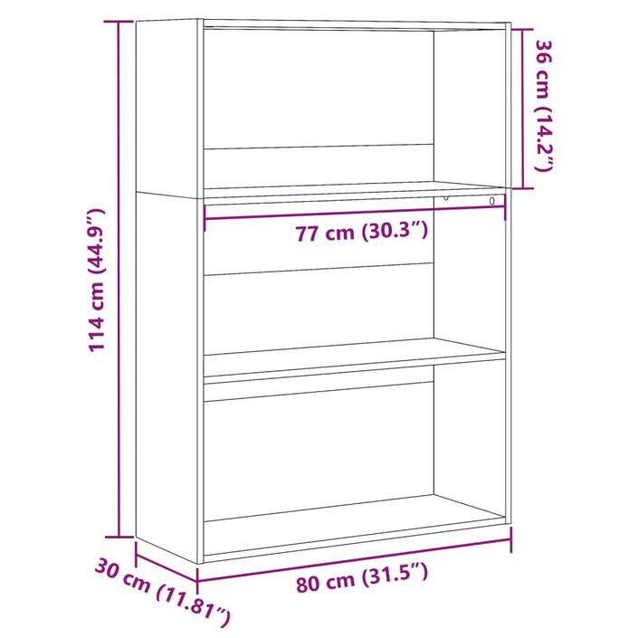 Bibliothèque blanc 80x30x114 cm bois d'ingénierie - Photo n°9