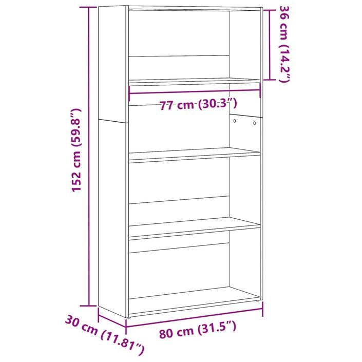 Bibliothèque blanc 80x30x152 cm bois d'ingénierie - Photo n°9