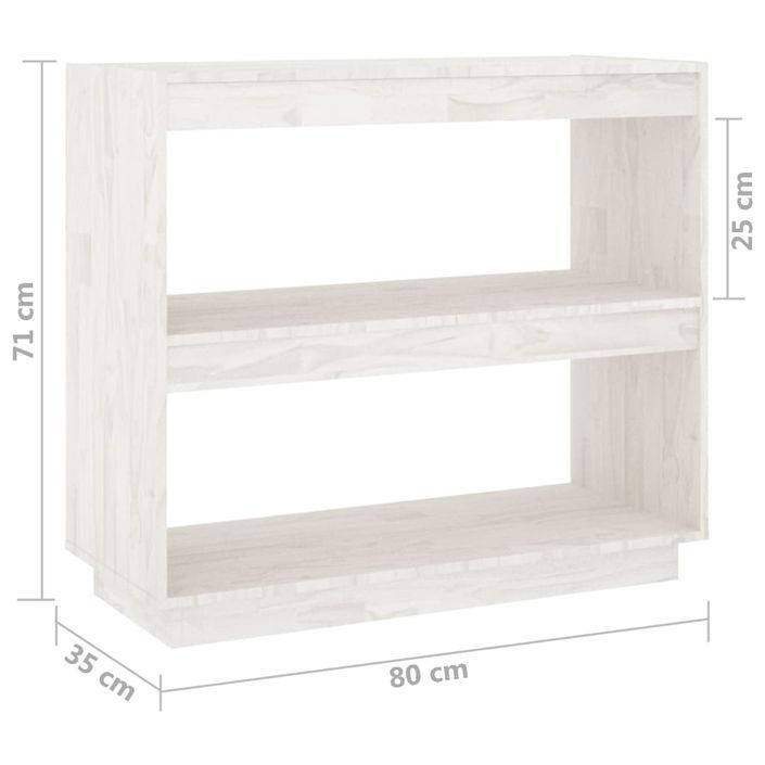 Bibliothèque Blanc 80x35x71 cm Bois de pin massif - Photo n°8