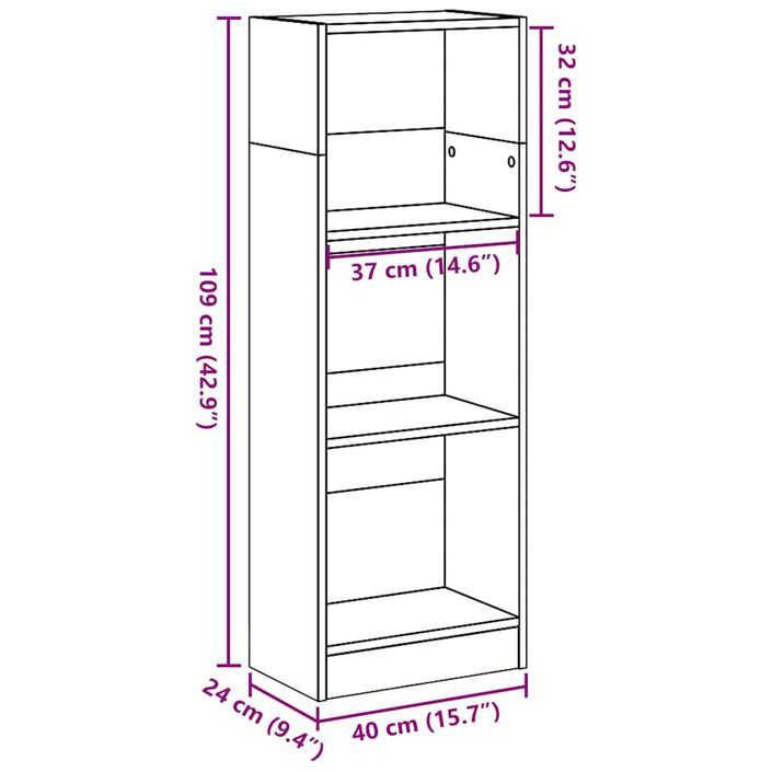 Bibliothèque blanc brillant 40x24x109 cm bois d'ingénierie - Photo n°9