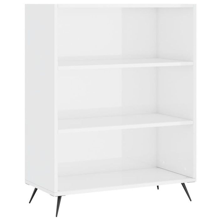 Bibliothèque blanc brillant 69,5x32,5x90 cm bois d'ingénierie - Photo n°1