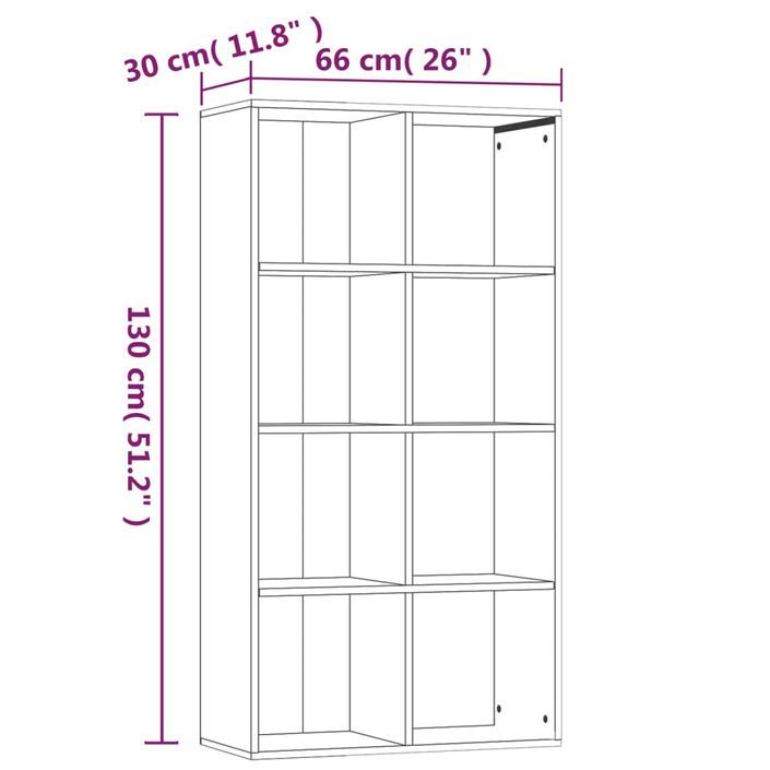 Bibliothèque/Buffet Chêne marron 66x30x130 cm Bois d'ingénierie - Photo n°11