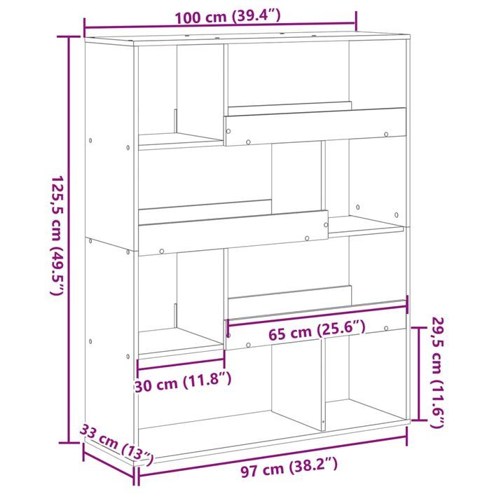 Bibliothèque chêne artisanal 100x33x125,5 cm bois d'ingénierie - Photo n°9