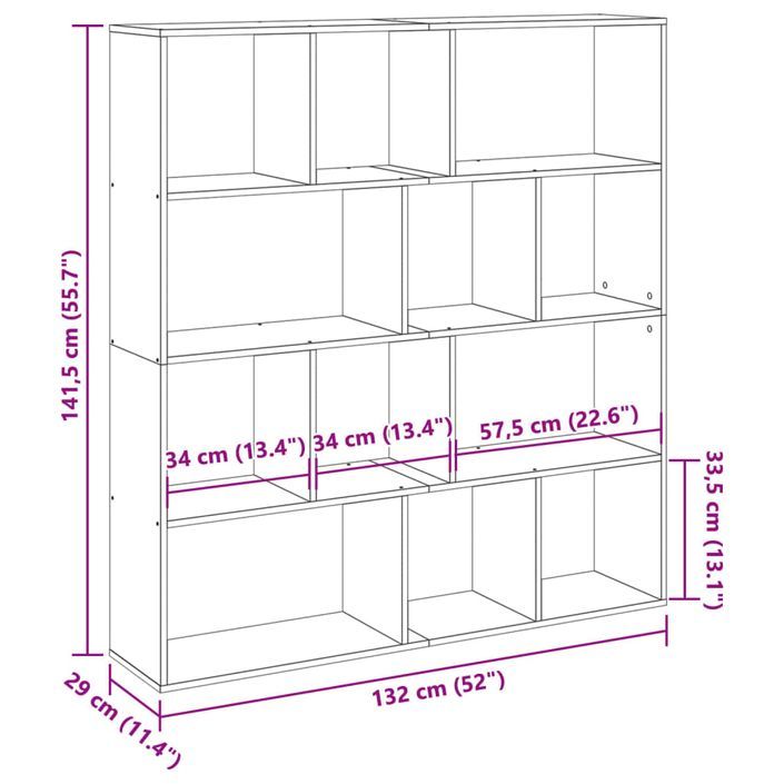 Bibliothèque chêne artisanal 132x29x141,5 cm bois d'ingénierie - Photo n°11