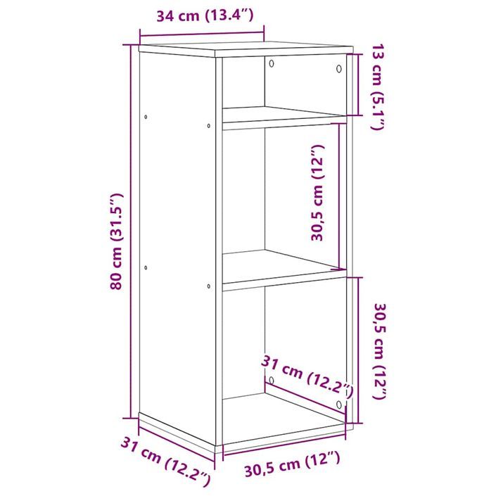 Bibliothèque chêne artisanal 34x31x80 cm bois d'ingénierie - Photo n°9