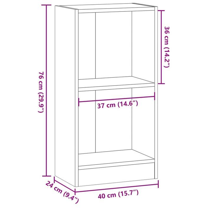 Bibliothèque chêne artisanal 40x24x76 cm bois d'ingénierie - Photo n°9