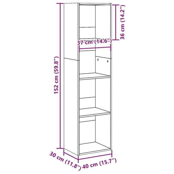 Bibliothèque chêne artisanal 40x30x152 cm bois d'ingénierie - Photo n°9