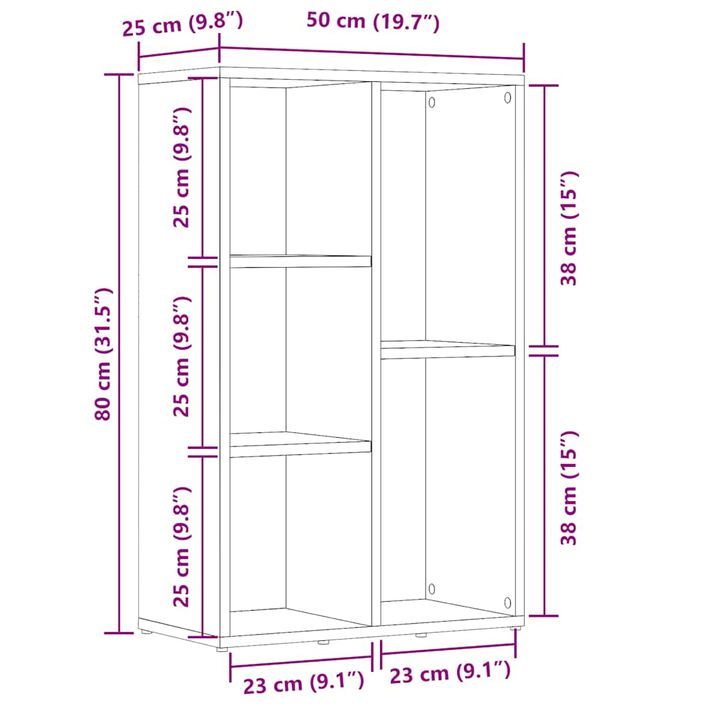 Bibliothèque chêne artisanal 45x25x80 cm bois d'ingénierie - Photo n°11