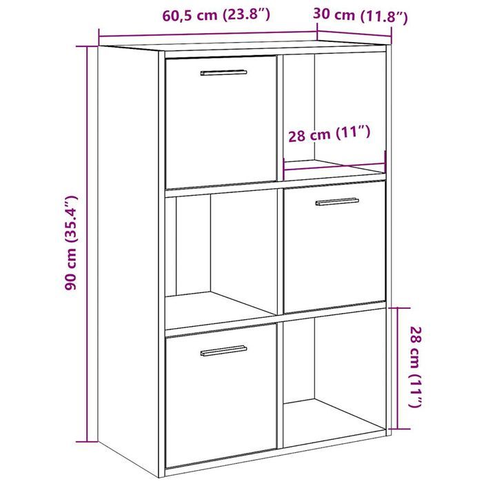 Bibliothèque chêne artisanal 60,5x30x90 cm bois d'ingénierie - Photo n°11