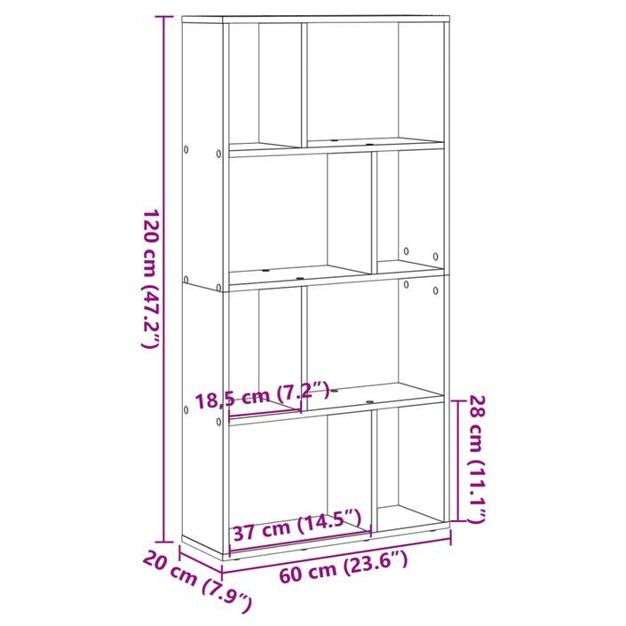 Bibliothèque chêne artisanal 60x20x120 cm bois d'ingénierie - Photo n°11