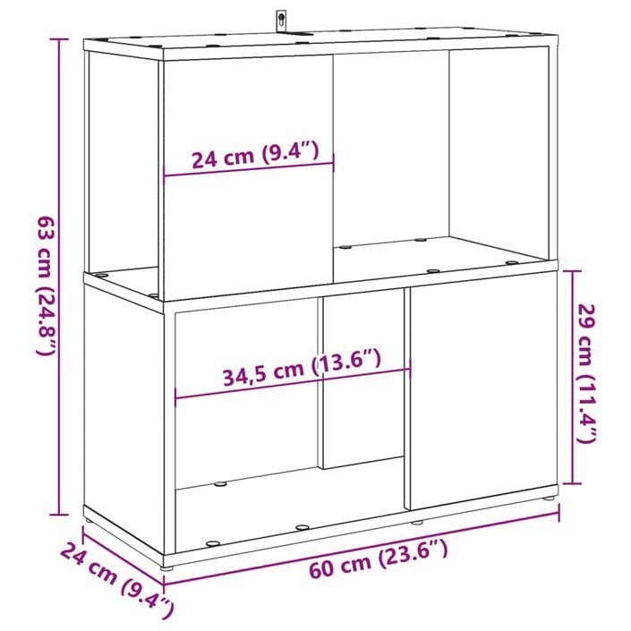 Bibliothèque chêne artisanal 60x24x63 cm bois d'ingénierie - Photo n°9