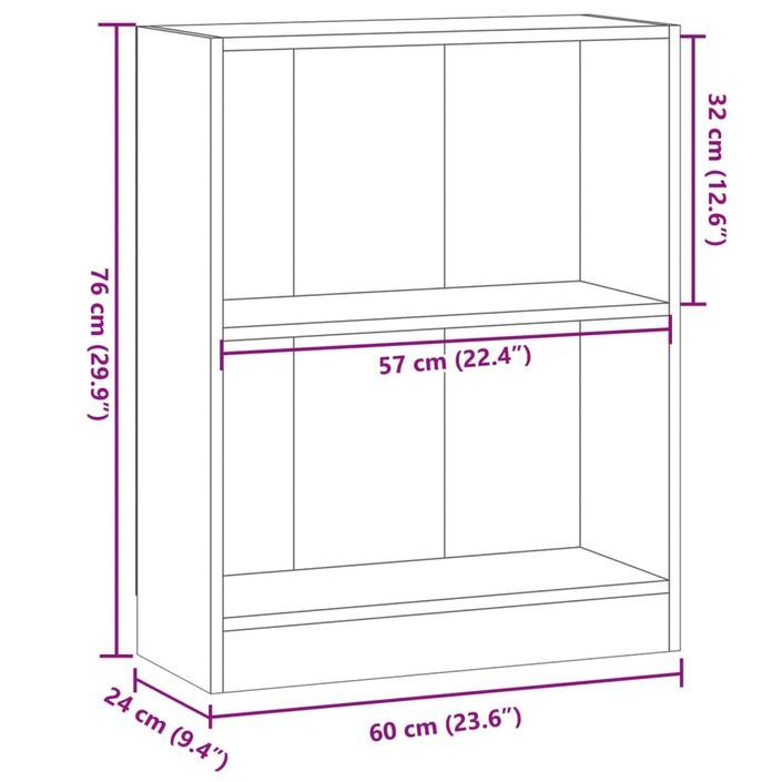 Bibliothèque chêne artisanal 60x24x76 cm bois d'ingénierie - Photo n°9