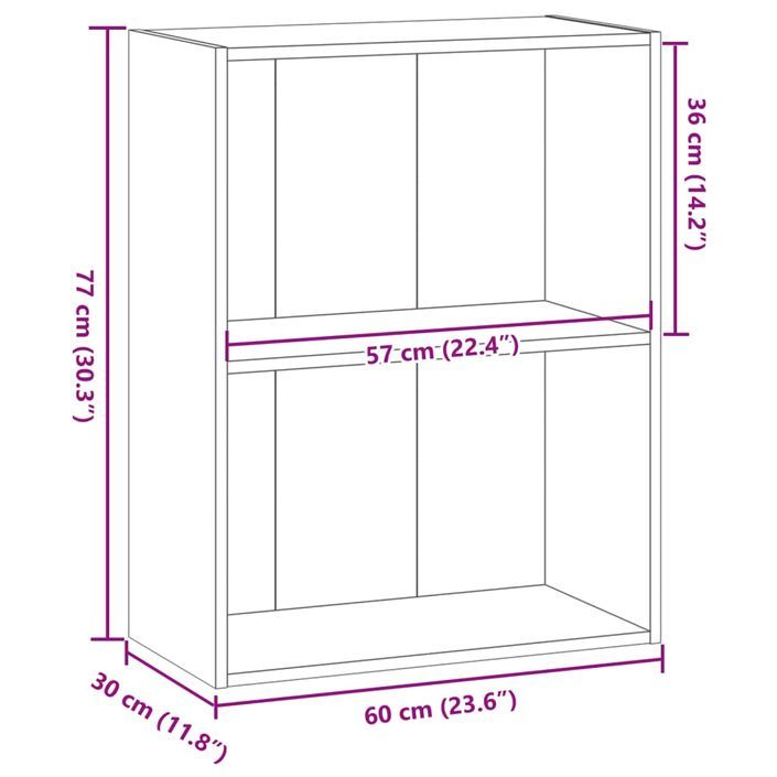 Bibliothèque chêne artisanal 60x30x77 cm bois d'ingénierie - Photo n°9