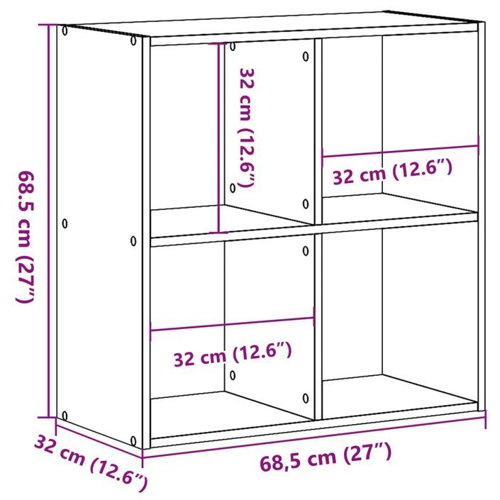 Bibliothèque chêne artisanal 68,5x32x68,5 cm bois d'ingénierie - Photo n°9