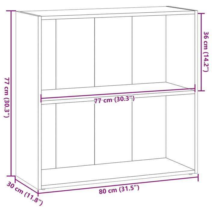 Bibliothèque chêne artisanal 80x30x77 cm bois d'ingénierie - Photo n°9