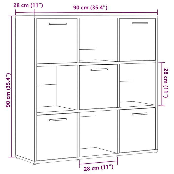 Bibliothèque chêne artisanal 90x28x90 cm bois d'ingénierie - Photo n°11