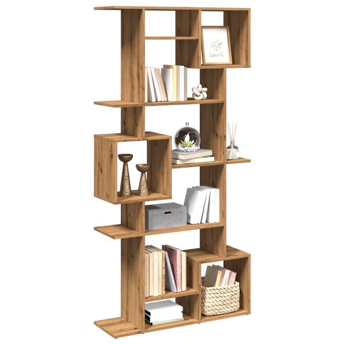 Bibliothèque chêne artisanal 92x29x188 cm bois d'ingénierie - Photo n°4