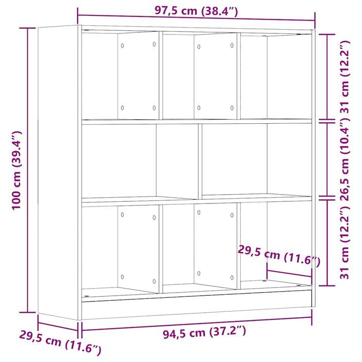 Bibliothèque chêne artisanal 97,5x29,5x100 cm bois d'ingénierie - Photo n°10