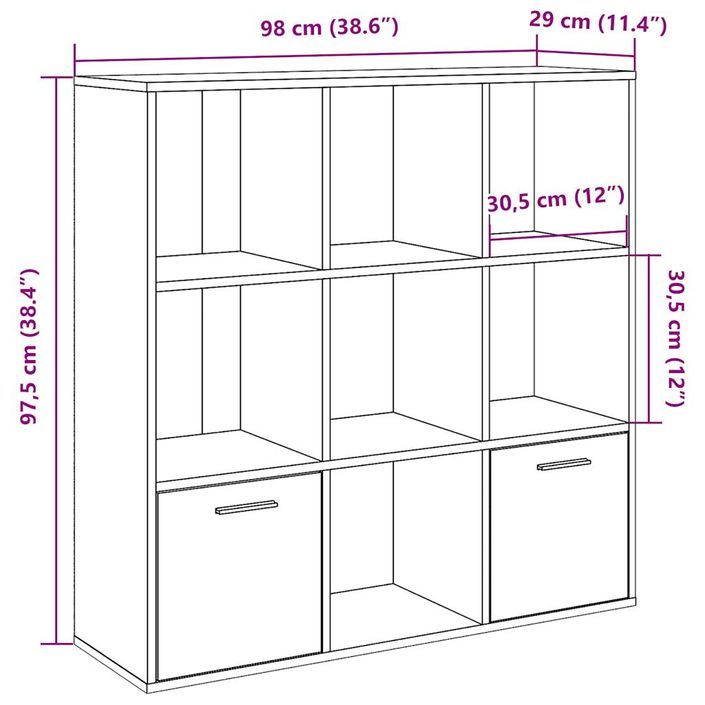 Bibliothèque chêne artisanal 98x29x97,5 cm bois d'ingénierie - Photo n°11