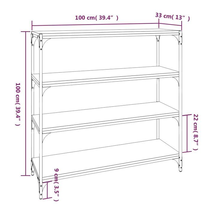 Bibliothèque Chêne brun 100x33x100cm Bois d'ingénierie et acier - Photo n°9