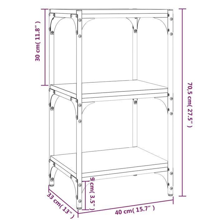 Bibliothèque Chêne brun 40x33x70,5cm Bois d'ingénierie et acier - Photo n°9