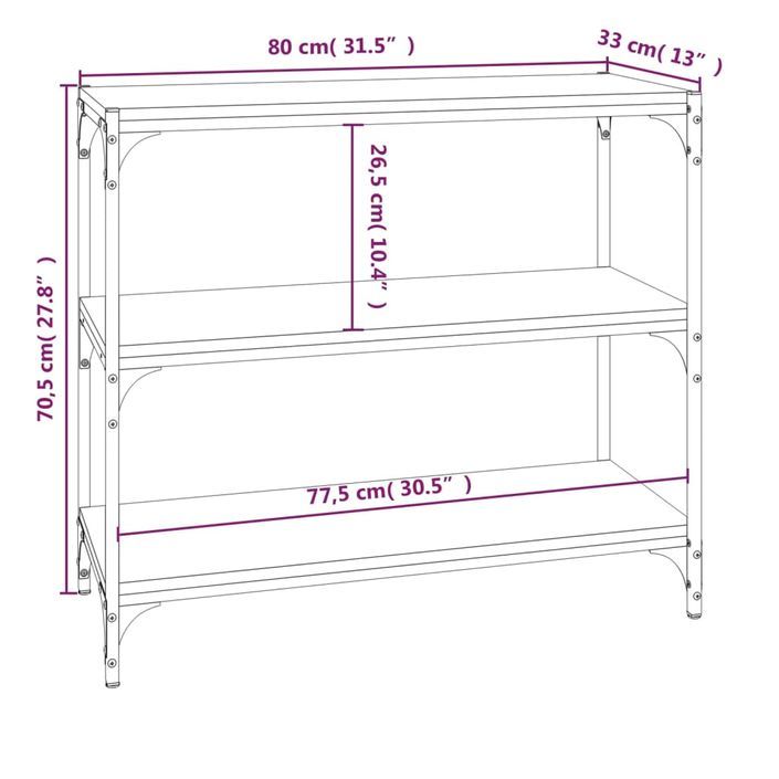 Bibliothèque Chêne brun 80x33x70,5cm Bois d'ingénierie et acier - Photo n°9