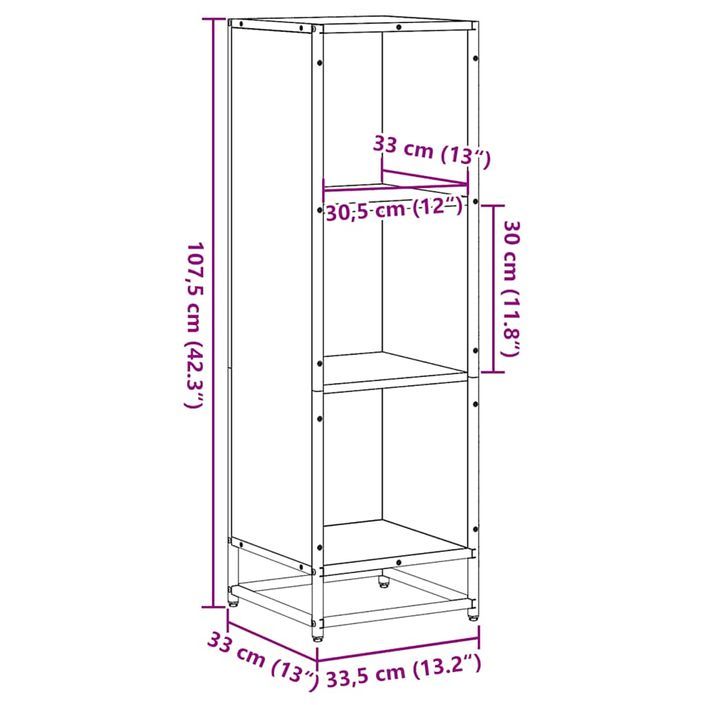 Bibliothèque chêne fumé 33,5x33x107,5 cm bois d'ingénierie - Photo n°9