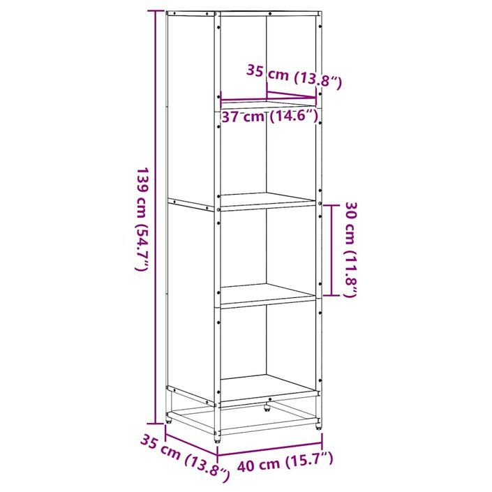 Bibliothèque chêne fumé 40x35x139 cm bois d'ingénierie - Photo n°9