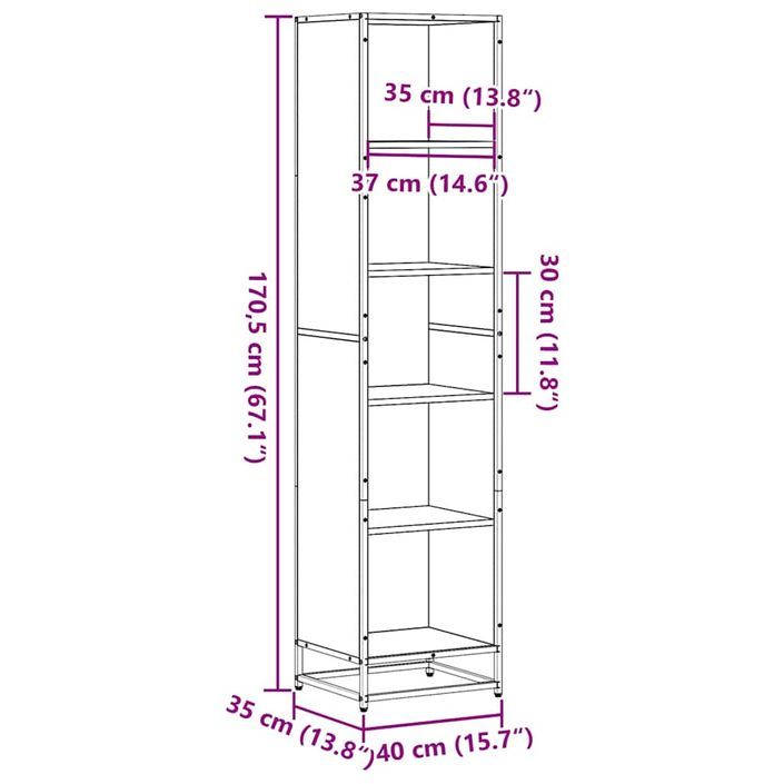 Bibliothèque chêne fumé 40x35x170,5 cm bois d'ingénierie - Photo n°9