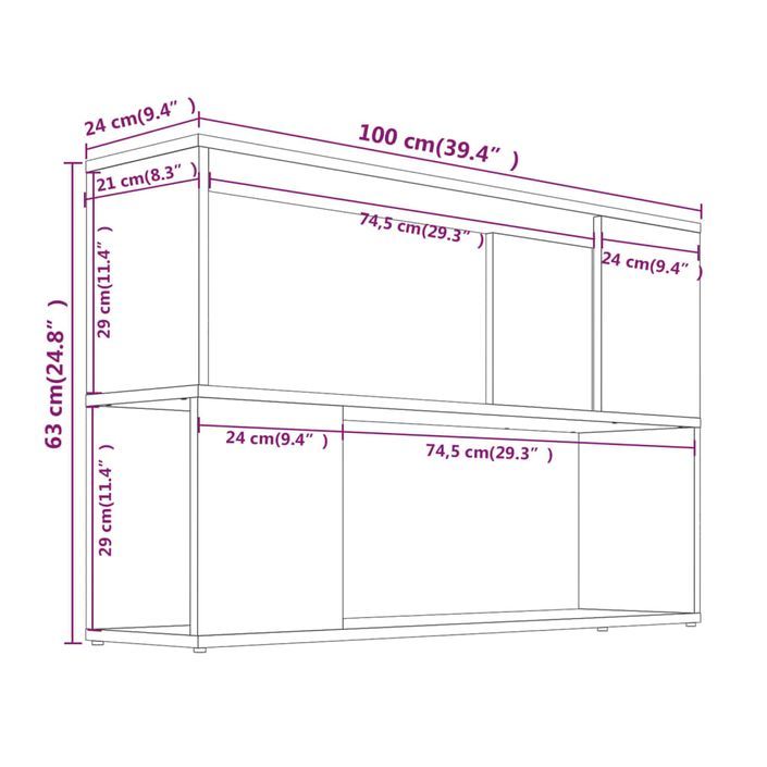 Bibliothèque Chêne marron 100x24x63 cm Bois d'ingénierie - Photo n°7