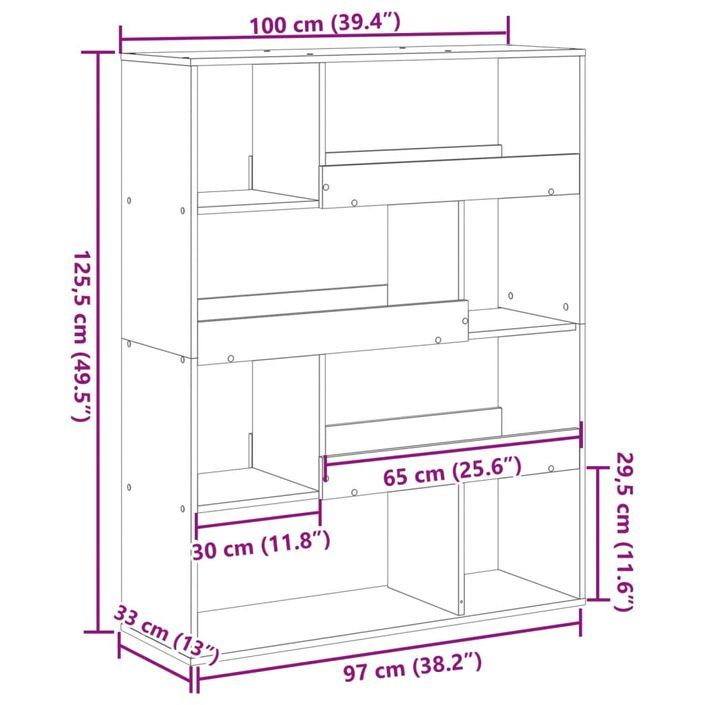 Bibliothèque chêne marron 100x33x125,5 cm bois d'ingénierie - Photo n°9