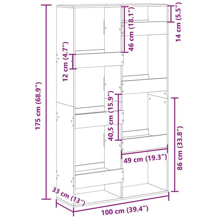 Bibliothèque chêne marron 100x33x175 cm bois d'ingénierie - Photo n°9