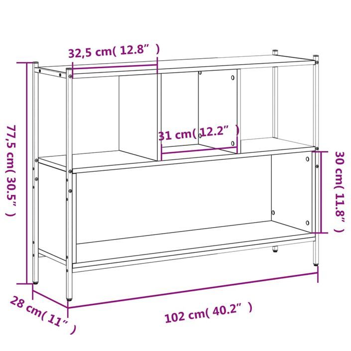 Bibliothèque chêne marron 102x28x77,5 cm bois d'ingénierie - Photo n°10