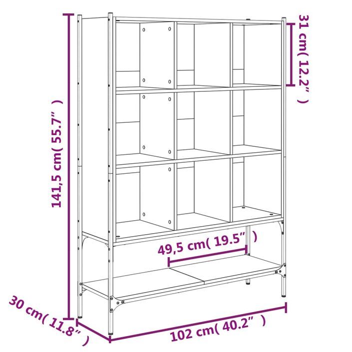 Bibliothèque chêne marron 102x30x141,5 cm bois d'ingénierie - Photo n°10