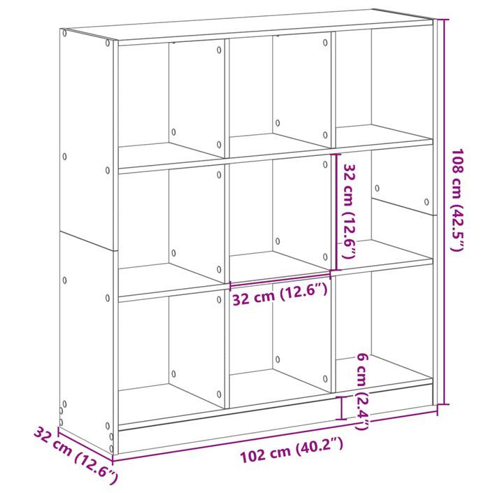 Bibliothèque chêne marron 102x32x108 cm bois d'ingénierie - Photo n°9