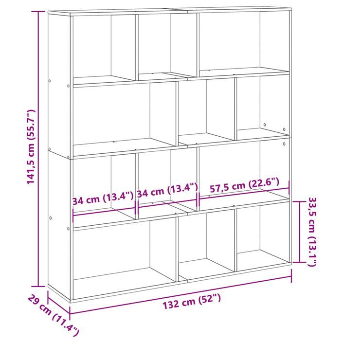 Bibliothèque chêne marron 132x29x141,5 cm bois d'ingénierie - Photo n°11