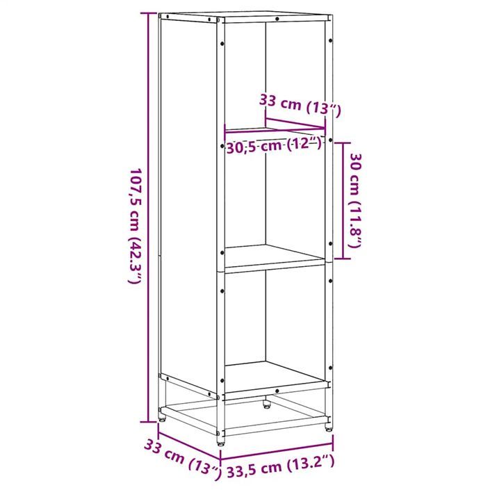 Bibliothèque chêne marron 33,5x33x107,5 cm bois d'ingénierie - Photo n°9