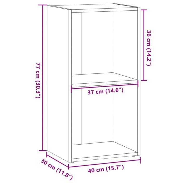 Bibliothèque chêne marron 40x30x77 cm bois d'ingénierie - Photo n°9