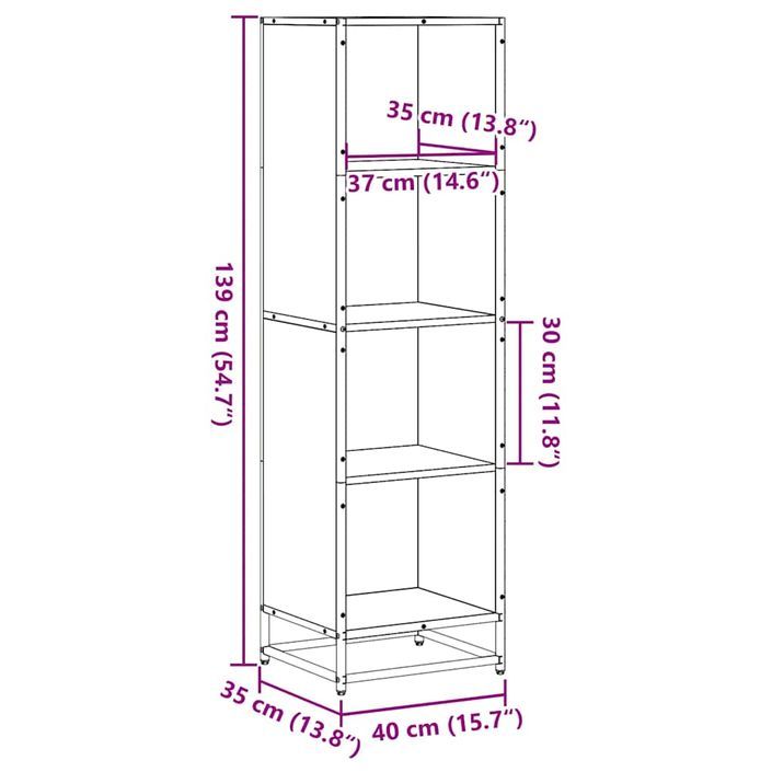 Bibliothèque chêne marron 40x35x139 cm bois d'ingénierie - Photo n°9