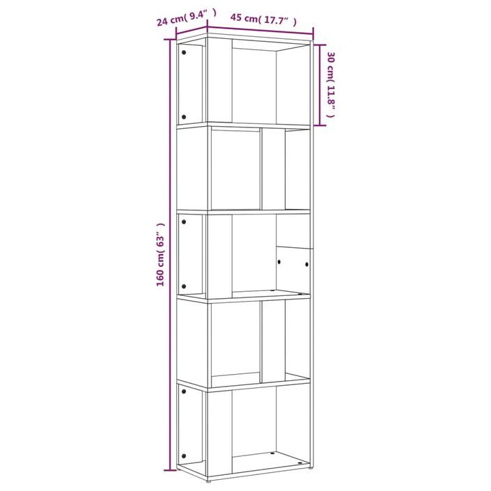 Bibliothèque Chêne marron 45x24x160 cm Bois d'ingénierie - Photo n°8