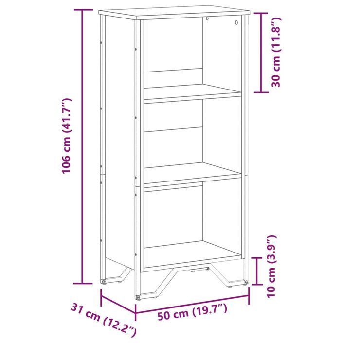 Bibliothèque chêne marron 50x31x106 cm bois d'ingénierie - Photo n°9