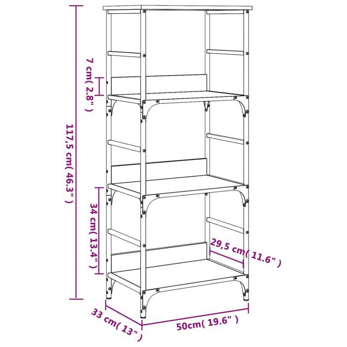 Bibliothèque chêne marron 50x33x117,5 cm bois d'ingénierie - Photo n°9