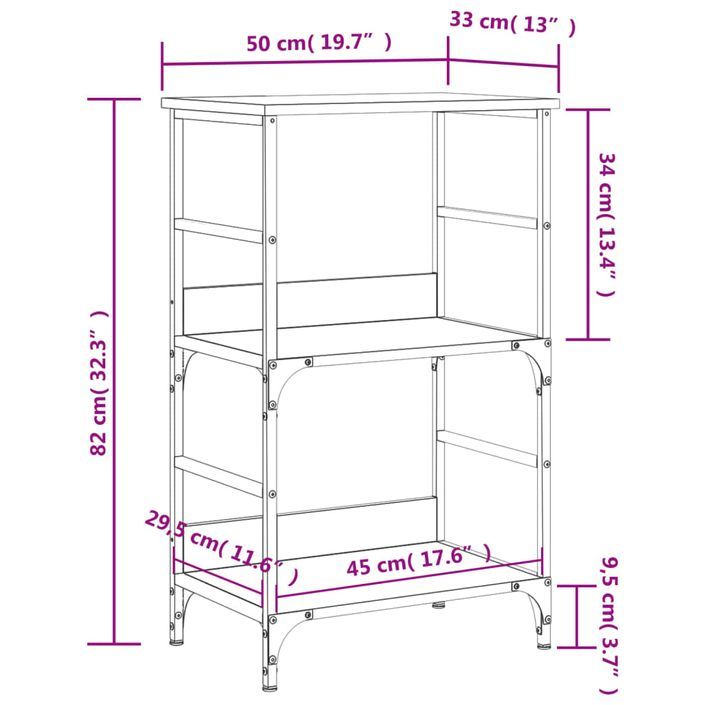 Bibliothèque chêne marron 50x33x82 cm bois d'ingénierie - Photo n°9