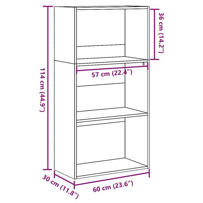 Bibliothèque chêne marron 60x30x114 cm bois d'ingénierie - Photo n°9