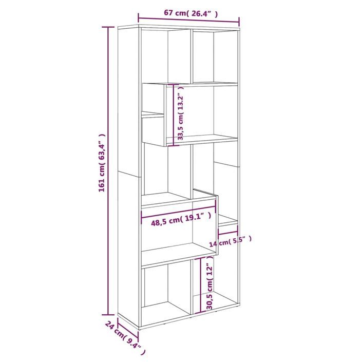 Bibliothèque Chêne marron 67x24x161 cm Bois d'ingénierie - Photo n°11