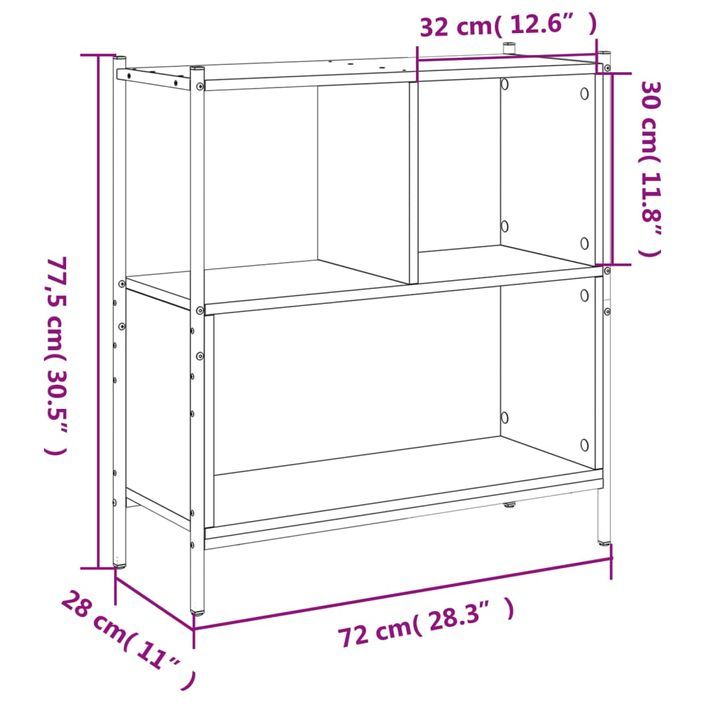 Bibliothèque chêne marron 72x28x77,5 cm bois d'ingénierie - Photo n°11