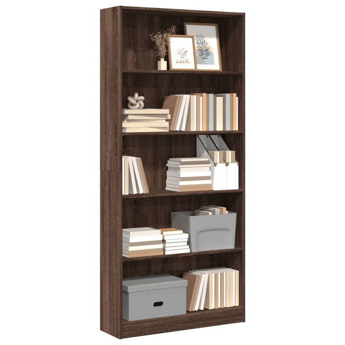 Bibliothèque chêne marron 80x24x176 cm bois d'ingénierie - Photo n°1