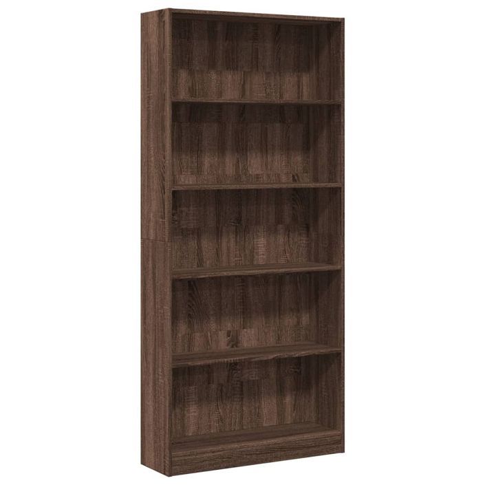 Bibliothèque chêne marron 80x24x176 cm bois d'ingénierie - Photo n°2